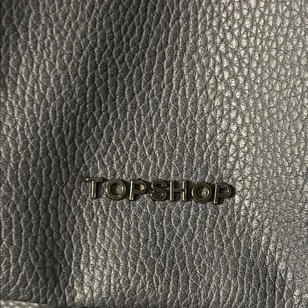 Topshop Dark Gray faux Leather, inner drawstring Backpack, magnet buttons - Picture 2 of 11